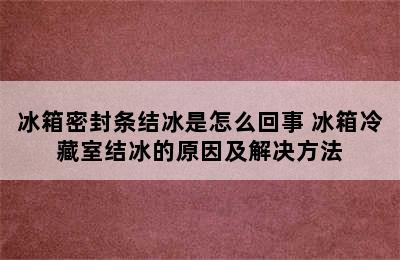 冰箱密封条结冰是怎么回事 冰箱冷藏室结冰的原因及解决方法